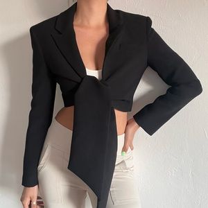 Zara CROPPED SHOULDER PAD BLAZER